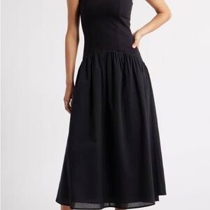 Open Edit Black Midi Dress